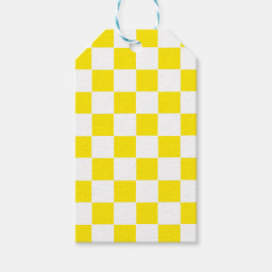 Chequered yellow and White Gift Tags