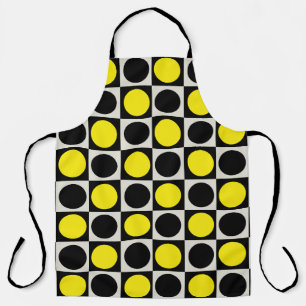 Chequered Yellow Black Dots Pattern Design  Apron