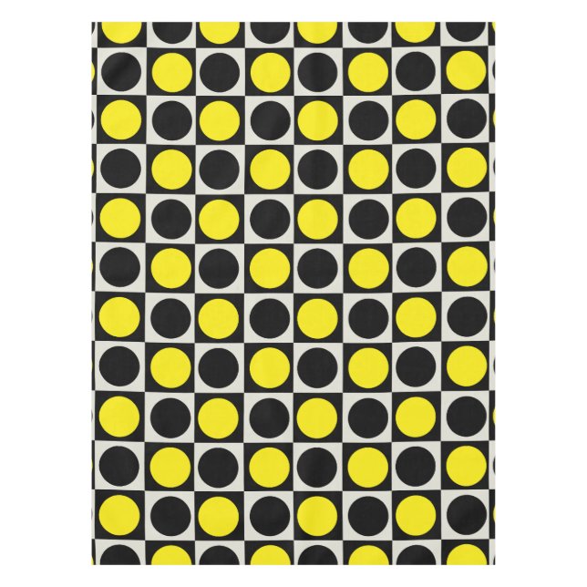 Chequered Yellow Black Dots Pattern Design  Tablecloth (Front)