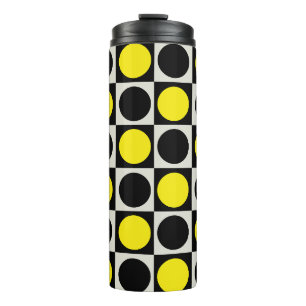 Chequered Yellow Black Dots Pattern Design Thermal Tumbler