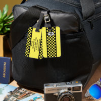 Chequered Yellow Monogram Luggage Tag
