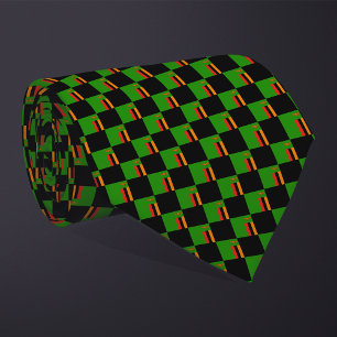 Chequered Zambia Flag Pattern Tie
