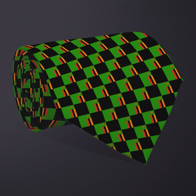 Chequered Zambia Flag Pattern  Tie (Creator Uploaded)