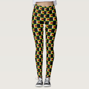 Chequered Zimbabwe Flag Pattern Leggings