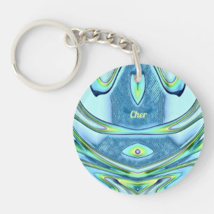 CHER ~ Green Yellow Blue Circular Acrylic ~ Key Ring