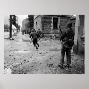 Cherbourg France U.S. Street Fighting World War II Poster