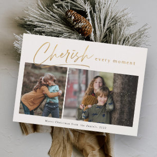 Cherish Every Moment 2 photo Merry Christmas Holiday Card