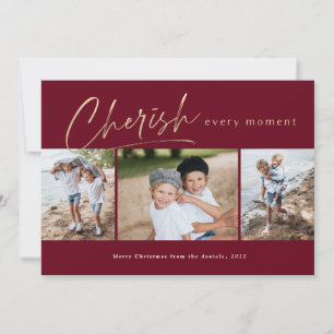 Cherish Every Moment 3 photo Holiday Card