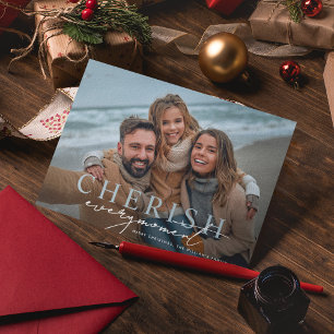 Cherish Every Moment Merry Christmas Photo Holiday Card