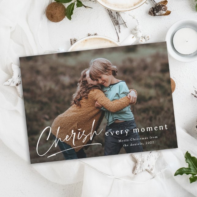 Cherish every moment single photo merry christmas  holiday card (Creator Uploaded)