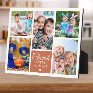 Cherish Every Moment Terracotta 5 Photo Collage Plaque