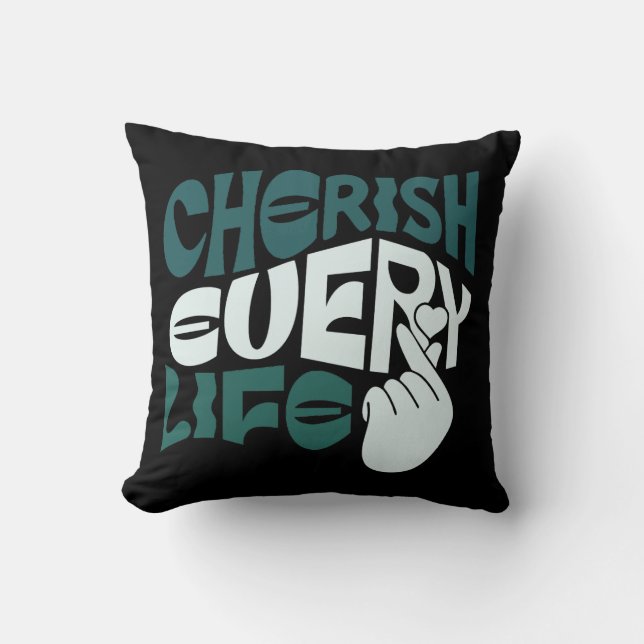 Cherish Life – Love & Kindness Art Cushion (Front)