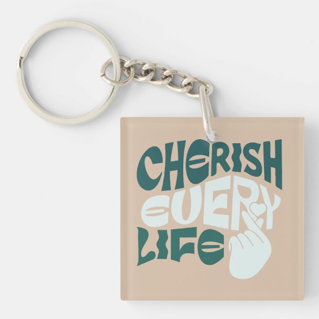Cherish Life – Love & Kindness Art Key Ring (Front)