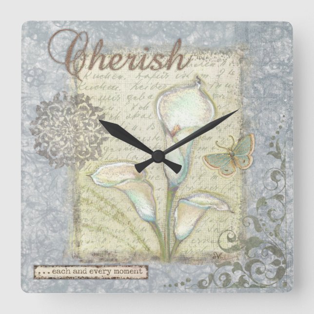 Cherish Square Wall Clock (Front)