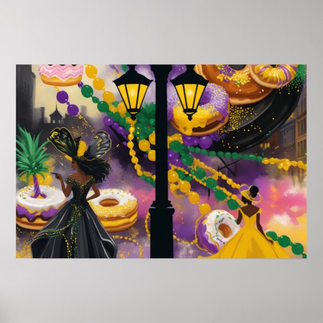 Cherish the Night - Mardi Gras Influenced Design Poster (Front)