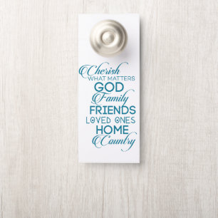 Cherish What Matters Teal Door Hanger