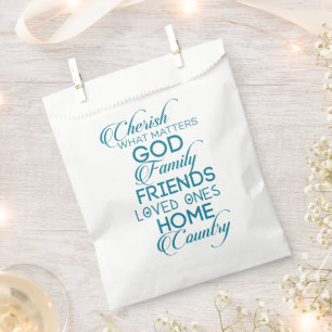 Cherish What Matters Teal Favour Bag