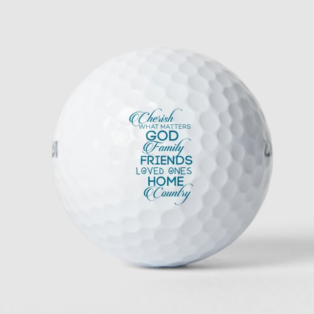 Cherish What Matters Teal Golf Balls (Front)