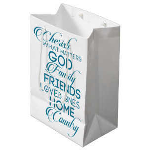 Cherish What Matters Teal Medium Gift Bag