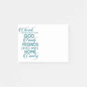 Cherish What Matters Teal Post-it Notes