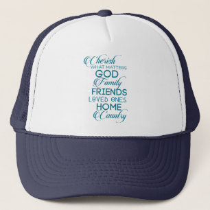Cherish What Matters Teal Trucker Hat