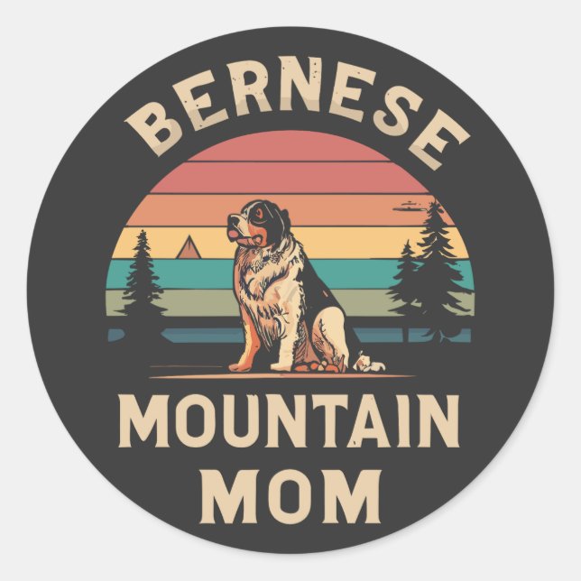 Cherish Your Love: Bernese Mountain Dog Mum Classic Round Sticker (Front)