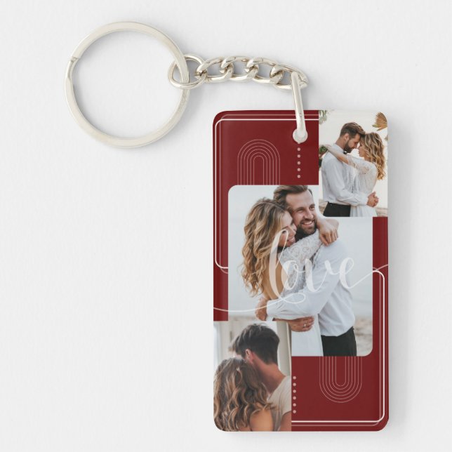 Cherish Your Moments - Personalised 4 Photo Collag Key Ring (Front)
