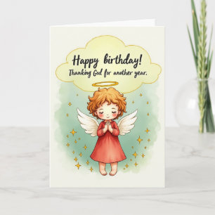 Cherished Birthday Winged Child Card