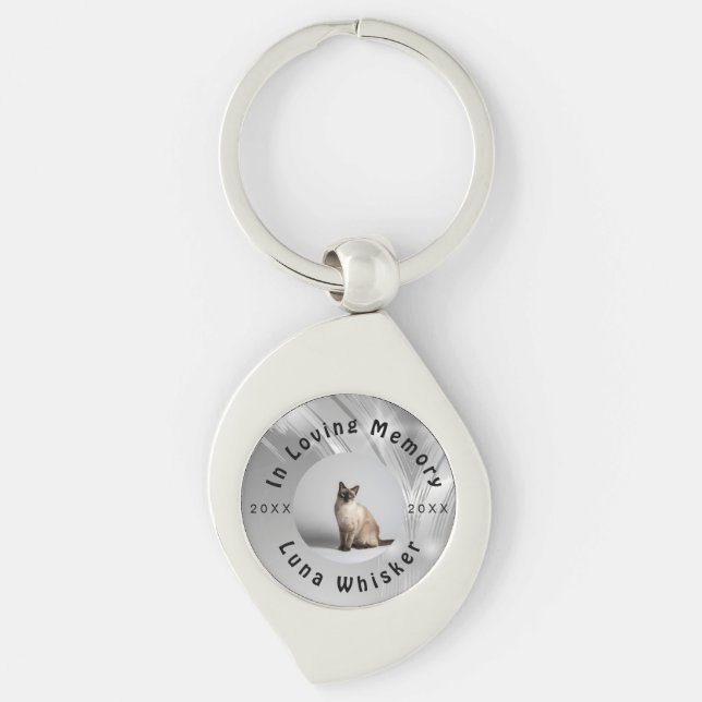 Cherished Cat Photo Memory Frame Art Key Ring (Front)