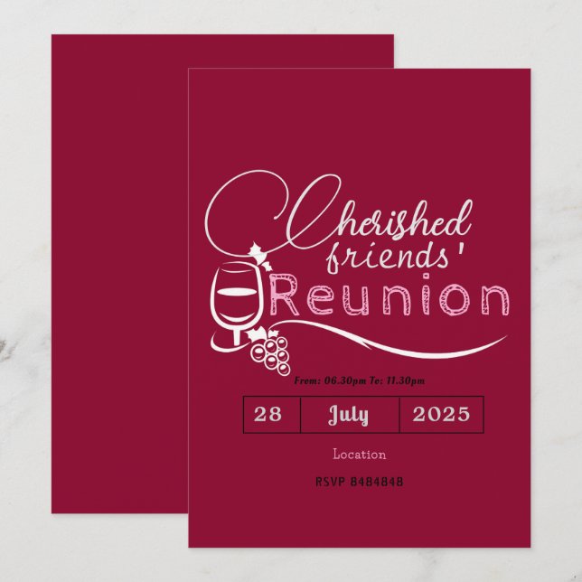 cherished Friends' Reunion Invitations  (Front/Back)