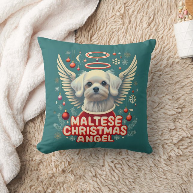 Cherished Holiday Charm Maltese Christmas Angel Cushion (Blanket)