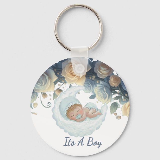 Cherished Memory Sleeping baby boy  Key Ring (Front)
