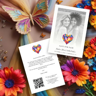 Cherished Modern Pride Rainbow Heart Photo Wedding Save The Date