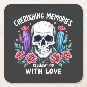 Cherishing Memories Celebrating With Lover Square Paper Coaster