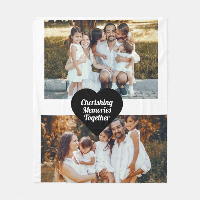 Cherishing moments together custom 2 pictures  fleece blanket (Front)