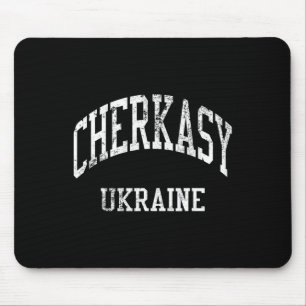 Cherkasy Ukraine Retro 70s College Sports Style Mouse Pad