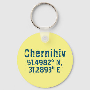 Chernihiv Ukraine Latitude & Longitude Distressed  Key Ring