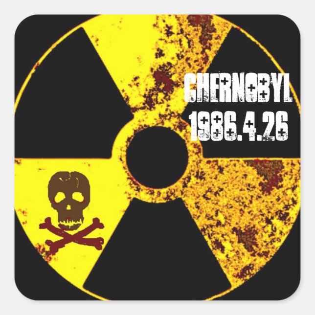 Chernobyl memorial anti nuclear square sticker (Front)