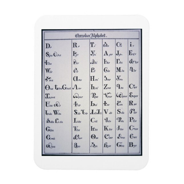 Cherokee Alphabet, developed in 1821 (print) Magnet (Vertical)