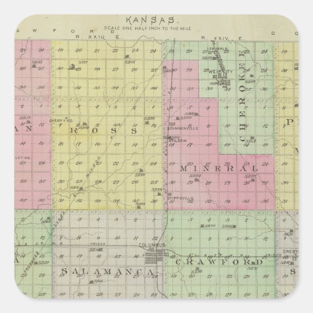 Cherokee County, Kansas Square Sticker (Front)