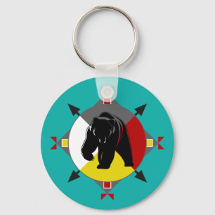 Cherokee Four Directions Bear Button Keychain