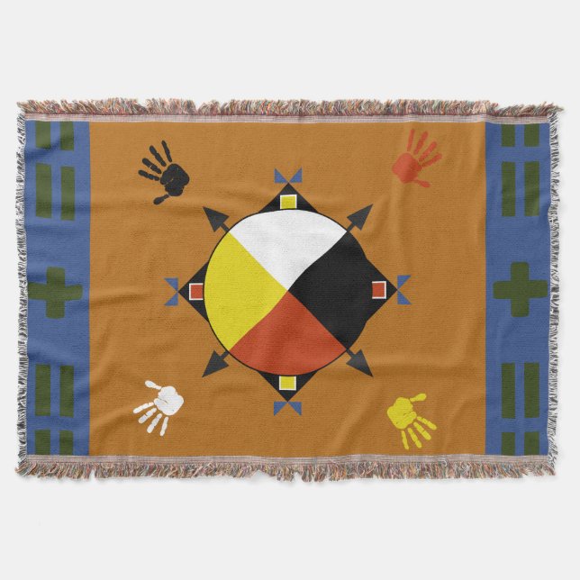 Cherokee Four Directions Throw Blanket (Front)