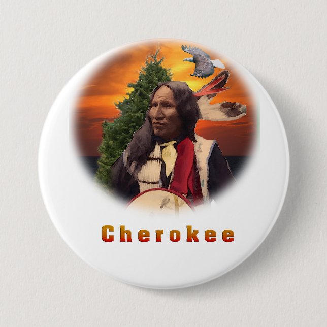 Cherokee Indian 7.5 Cm Round Badge (Front)