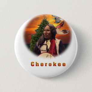 Cherokee Indian art 6 Cm Round Badge