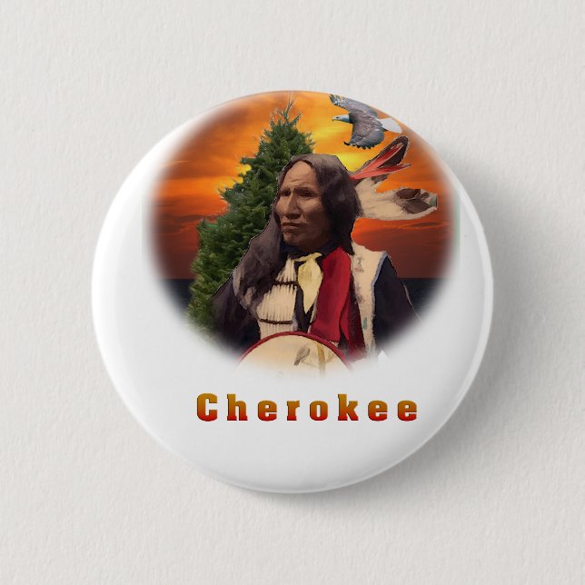 Cherokee Indian art 6 Cm Round Badge (Front)