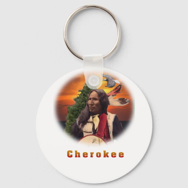 Cherokee Indian art Key Ring (Front)
