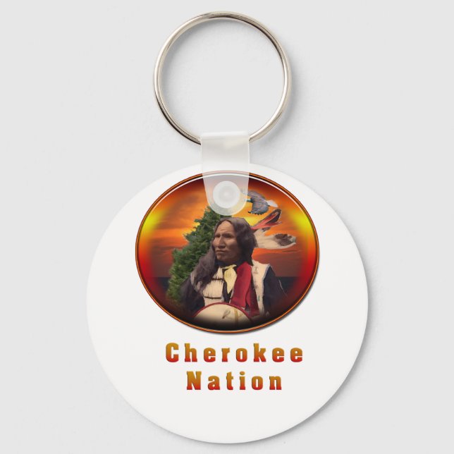 Cherokee indians art key ring (Front)