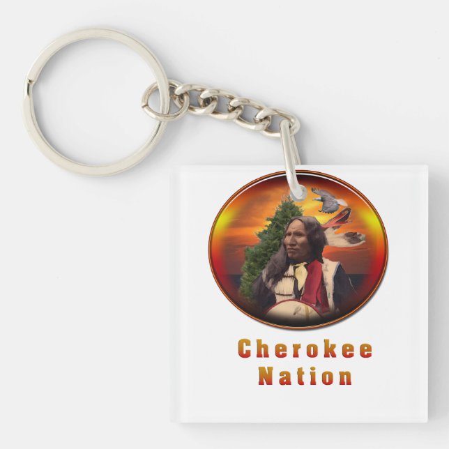 Cherokee indians art key ring (Front)