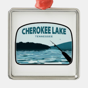 Cherokee Lake Tennessee Fishing Rod Metal Ornament