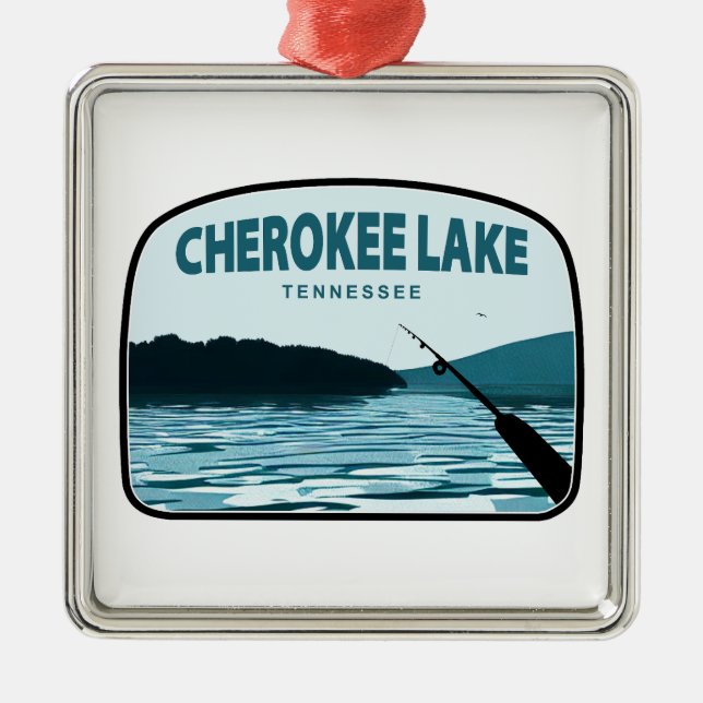 Cherokee Lake Tennessee Fishing Rod Metal Ornament (Front)